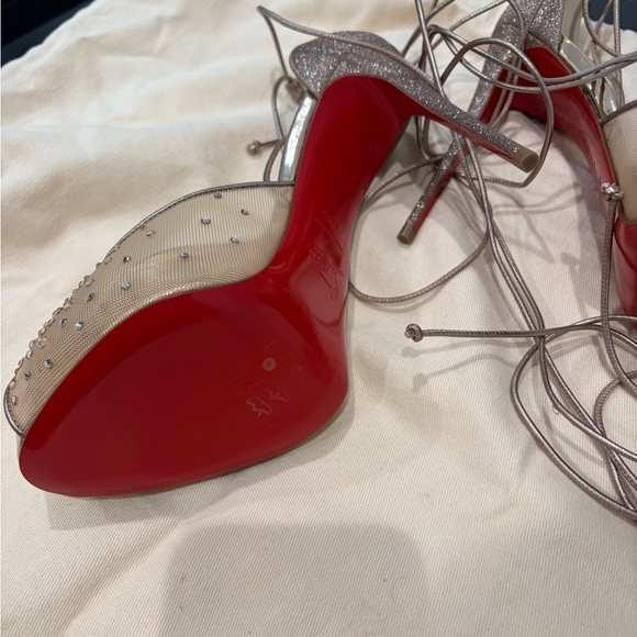 Christian Louboutin Nude and Red Crystal Heels - Picture 4 of 8
